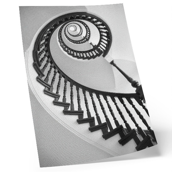 Wandposter Wendeltreppe, schwarz-weiße Eleganz, Modernität