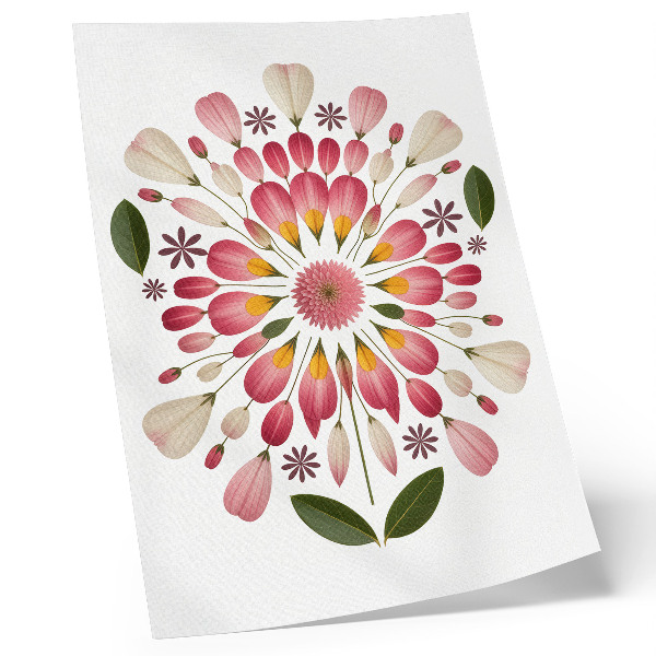 Wandposter Florales Mandala, Symmetrie, Rosa, Creme, Grün