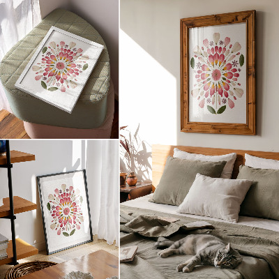 Wandposter Florales Mandala, Symmetrie, Rosa, Creme, Grün