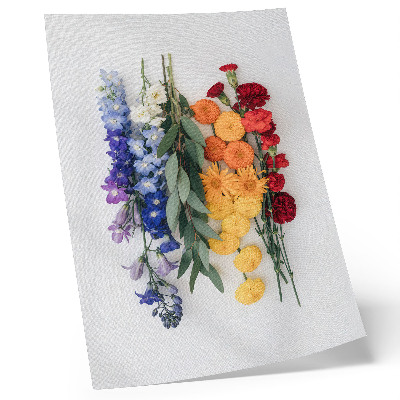 Poster Blumen in einer vertikalen Reihe, leuchtende Farben, Harmonie, Natur
