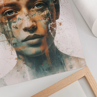 Wandposter Porträt einer Frau mit tropischen Motiven