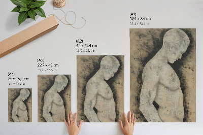 Poster Monochromatische Silhouette eines Mannes im Profil