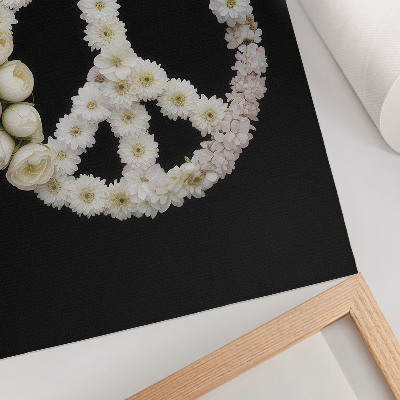 Poster Blumen in Form eines Friedenssymbols auf schwarzem Hintergrund