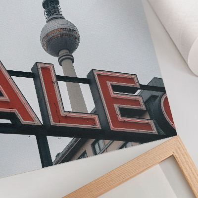 Kunstdruck leinwand Fernsehturm rot neongrau