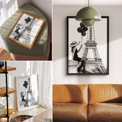 Wandposter Frau mit Ballonturm Eleganz
