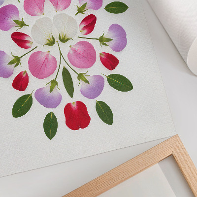 Kunstdruck leinwand Symmetrische Blüten und Blätter auf hellem Hintergrund