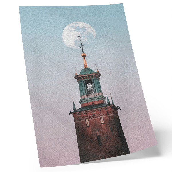 Poster Turmmond-Hintergrund, pastellfarbene Ruhe
