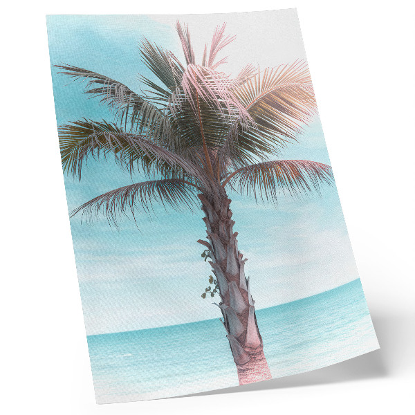 Wandposter Palme über dem azurblauen Meer, samtener Himmel, tropisch