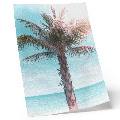 Wandposter Palme über dem azurblauen Meer, samtener Himmel, tropisch