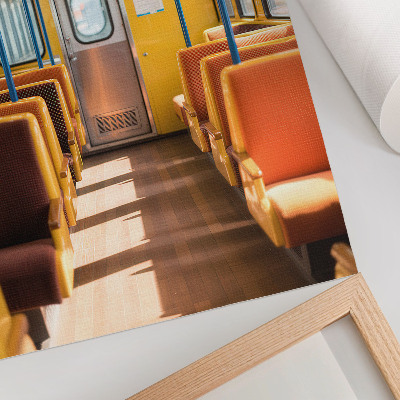 Kunstdruck leinwand Gelber Waggoninnenraum mit orangefarbenen Sitzen
