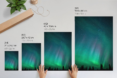 Wandposter Aurora Borealis, türkisfarbener Himmel, funkelnde Sterne