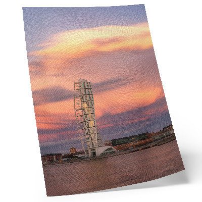 Poster Moderner Turm, pastellfarbener Himmel, Sonnenuntergang