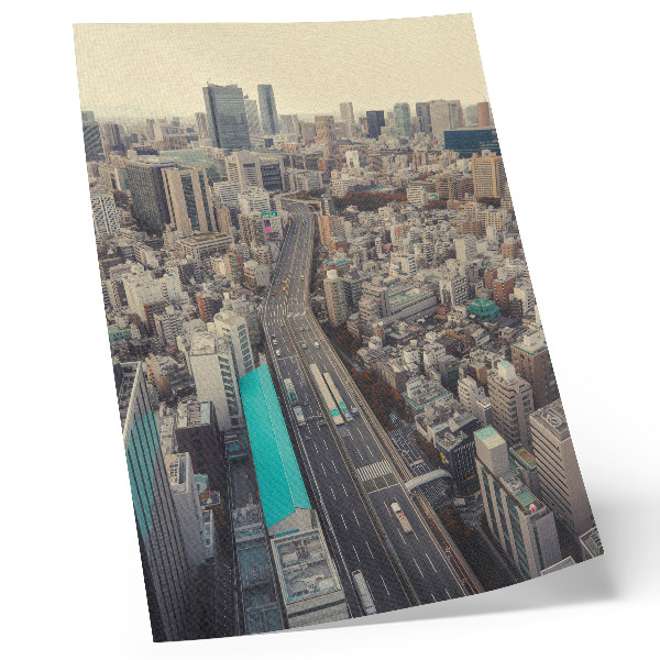 Wandposter Stadtpanorama, hohe Gebäude, Straße