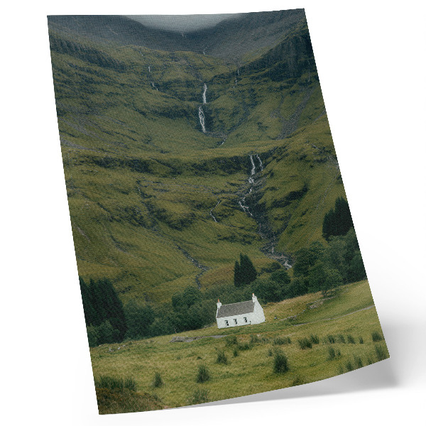 Kunstdruck leinwand Grüne Hügel, malerisches Cottage, friedliche Atmosphäre