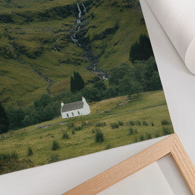 Kunstdruck leinwand Grüne Hügel, malerisches Cottage, friedliche Atmosphäre