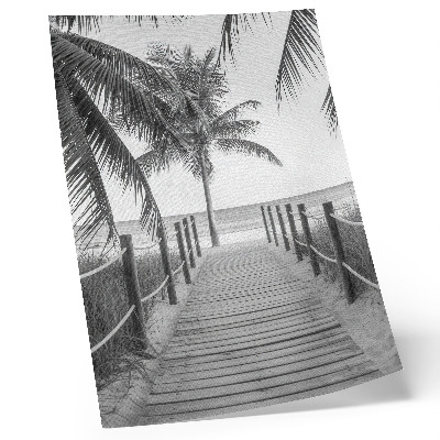 Wandposter Tropischer Steg, Palmen, Sand, endloser Horizont