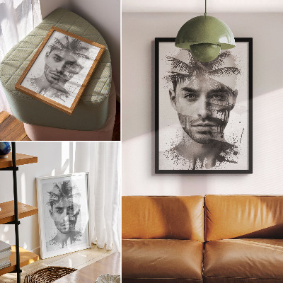 Poster Eindrucksvolles Männergesicht im minimalistischen Stil