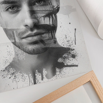 Poster Eindrucksvolles Männergesicht im minimalistischen Stil