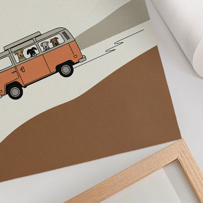 Wandposter Minimalistischer Urlaub im orangefarbenen Wohnmobil