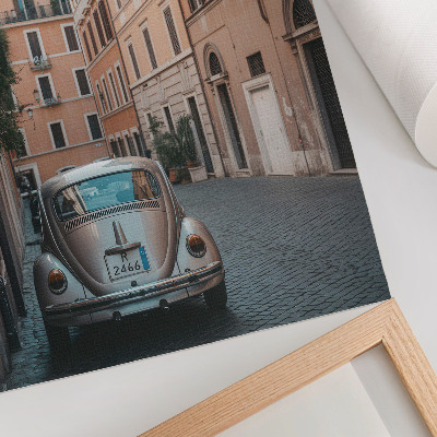 Poster Straße mit einem Auto, klassische Architektur