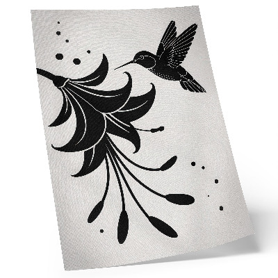 Kunstdruck leinwand Kontrastierender Kolibri und Blume auf weißem Hintergrund