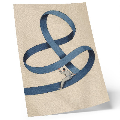 Wandposter Dynamische Figur auf blauem Klebeband, beigefarbenem Hintergrund