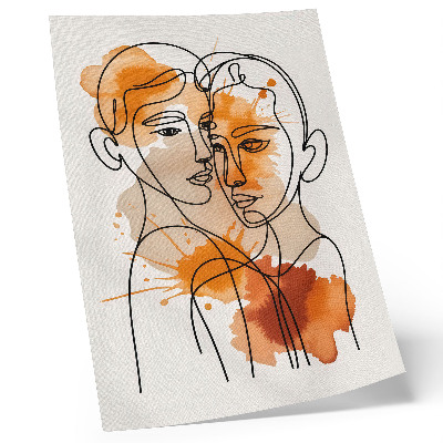 Kunstdruck leinwand Gesichtskontur mit orangefarbenen Punkten im modernen Stil