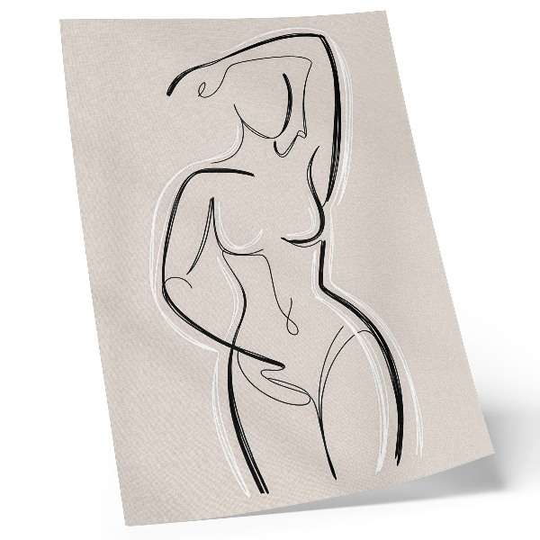 Poster Minimalistische Frauensilhouette vor beigem Hintergrund