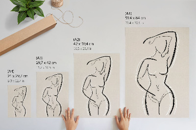 Poster Minimalistische Frauensilhouette vor beigem Hintergrund