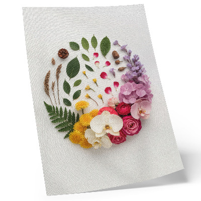 Poster Eine farbenfrohe Komposition aus Blumen und Blättern in Harmonie