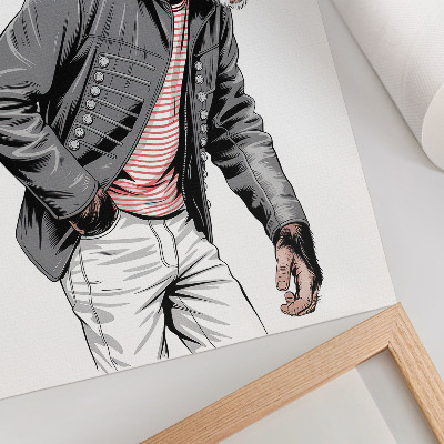 Kunstdruck leinwand Stilvoller Schimpanse in einer Jacke mit kontrastierendem Grafikmuster