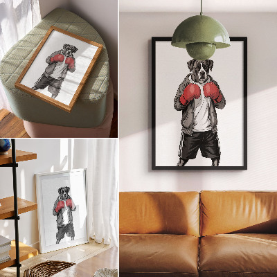Wandposter Boxerhund-Boxhandschuhe im sportlichen Stil