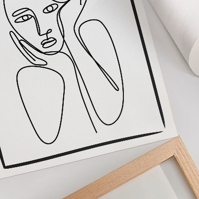 Wandposter Gesichtskonturen, schwarze Linien, Minimalismus, Eleganz