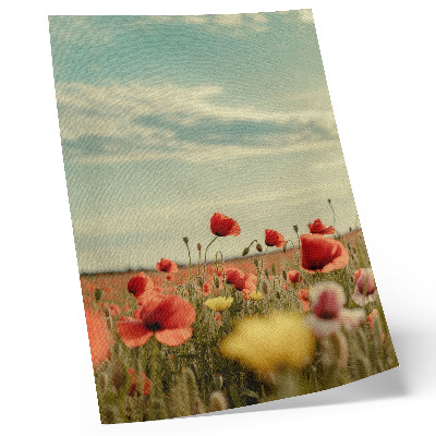 Wandposter Ein Mohnfeld unter blauem Himmel, pastellfarbene Eleganz