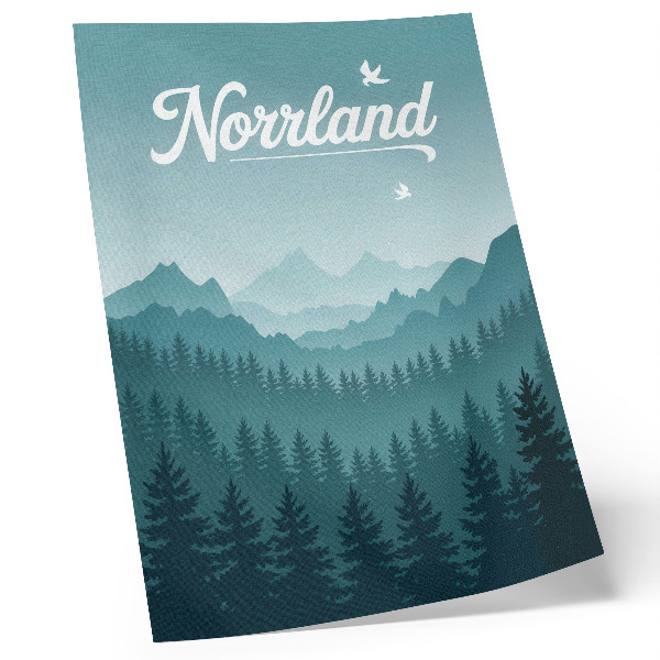 Poster Blaue Berge, grüne Bäume, Weltraum, Natur