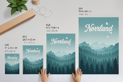 Poster Blaue Berge, grüne Bäume, Weltraum, Natur