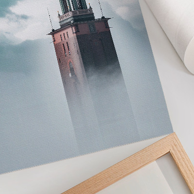 Kunstdruck leinwand Ein historischer Turm im zarten Nebel