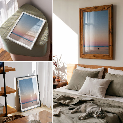 Kunstdruck leinwand Kajakfahren auf ruhiger See in Pastellfarben
