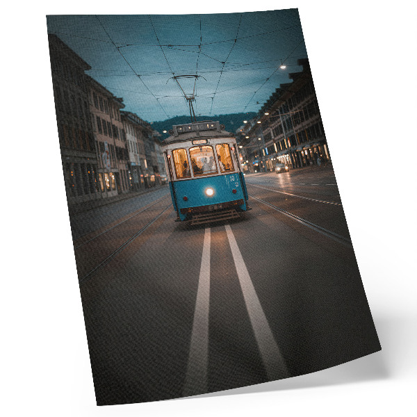 Kunstdruck leinwand Abendliche Straßenbahnlichter, Retro-Energie