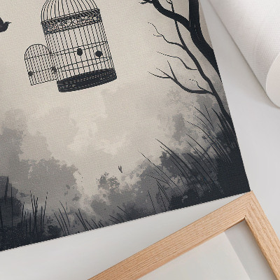 Kunstdruck leinwand Schlichtheit eines schwarz-weißen Vogelkäfigbaums