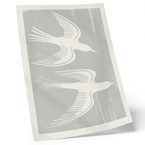 Wandposter Vögel auf grauem Hintergrund, Harmonie und Schlichtheit