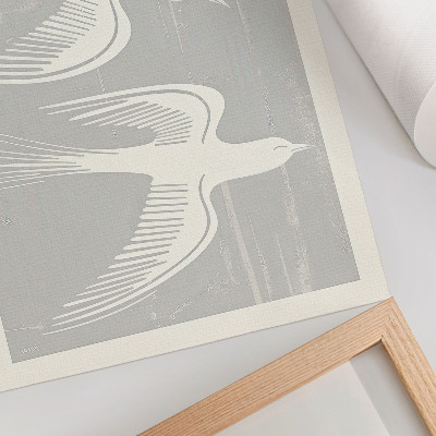 Wandposter Vögel auf grauem Hintergrund, Harmonie und Schlichtheit