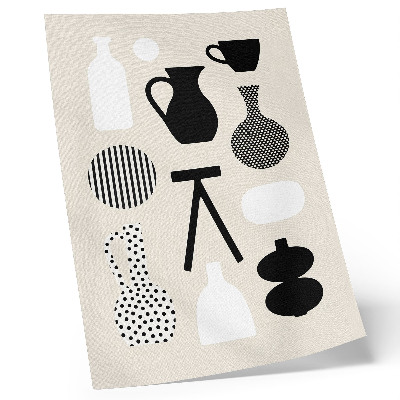 Poster Schwarze und weiße geometrische Muster auf beigem Hintergrund
