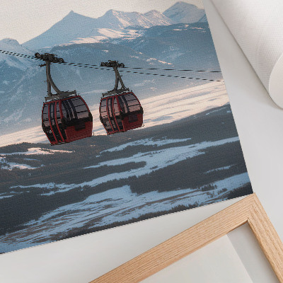 Kunstdruck leinwand Winterliche Berglandschaften mit Seilbahn