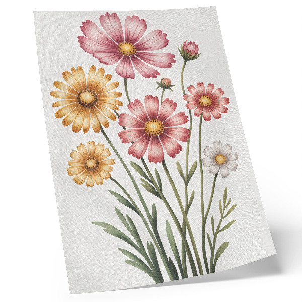 Poster Gelbe und rosa Blüten in einem üppigen Strauß