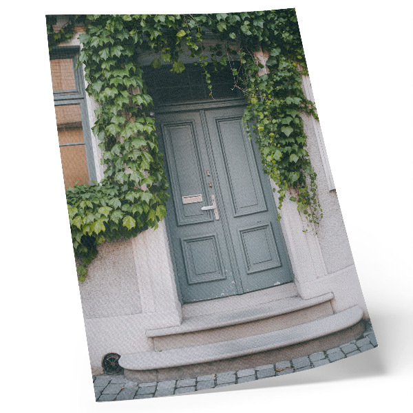 Wandposter Grüne Ranken, graue Türen, harmonische Komposition