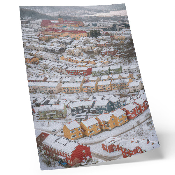 Kunstdruck leinwand Bunte Häuser, winterliche Landschaftsarchitektur