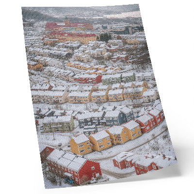 Kunstdruck leinwand Bunte Häuser, winterliche Landschaftsarchitektur