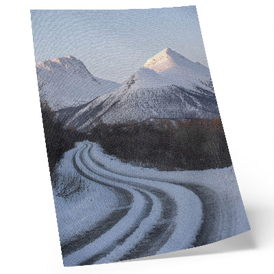 Wandposter Winterlandschaft, Berge, Straßenkurven, Schönheit