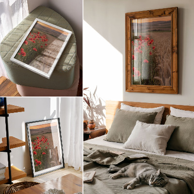 Wandposter Mohnblumen im Sonnenuntergang – harmonische Farben der Natur
